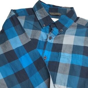 Columbia Shirt Men's Small Blue Plaid Check Out and Back Performance Fishing New